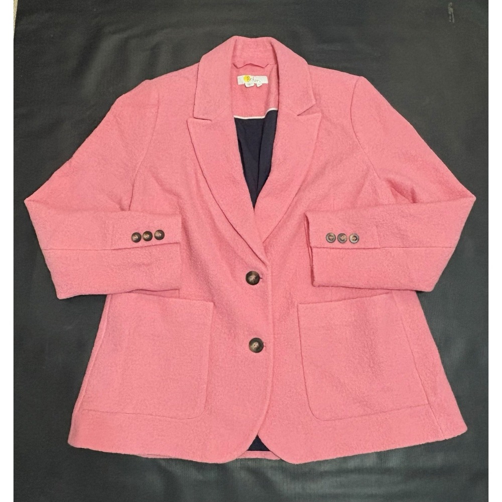 Hot Pink Boden Blazer Jacket Sz 14 Wool Blend Preppy Lined Glam Bubblegum